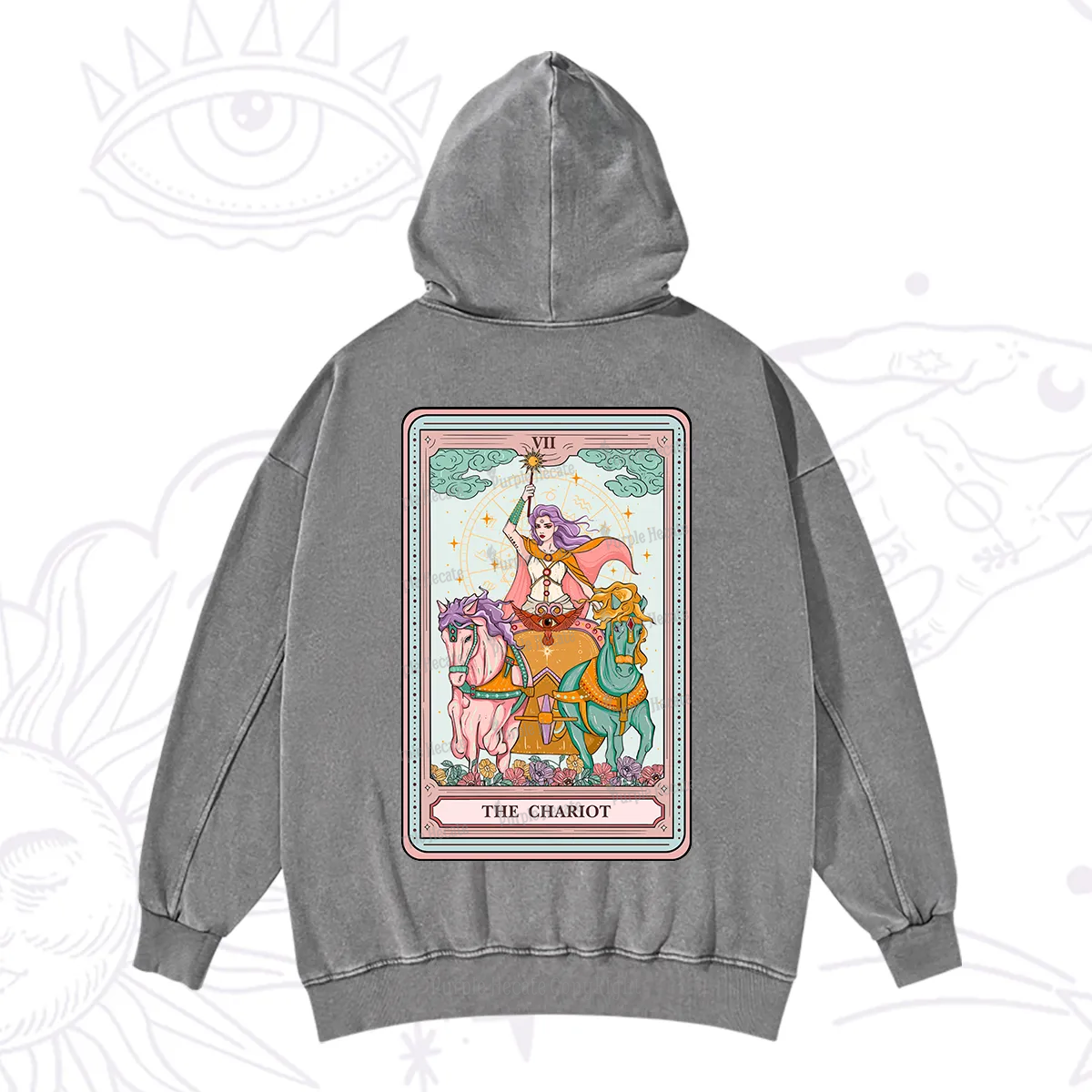 Purplehecate The Chariot Tarot Washed Hoodie