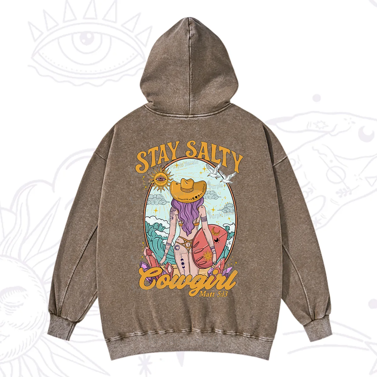 Purplehecate Stay Salty Cowgirl Washed Hoodie