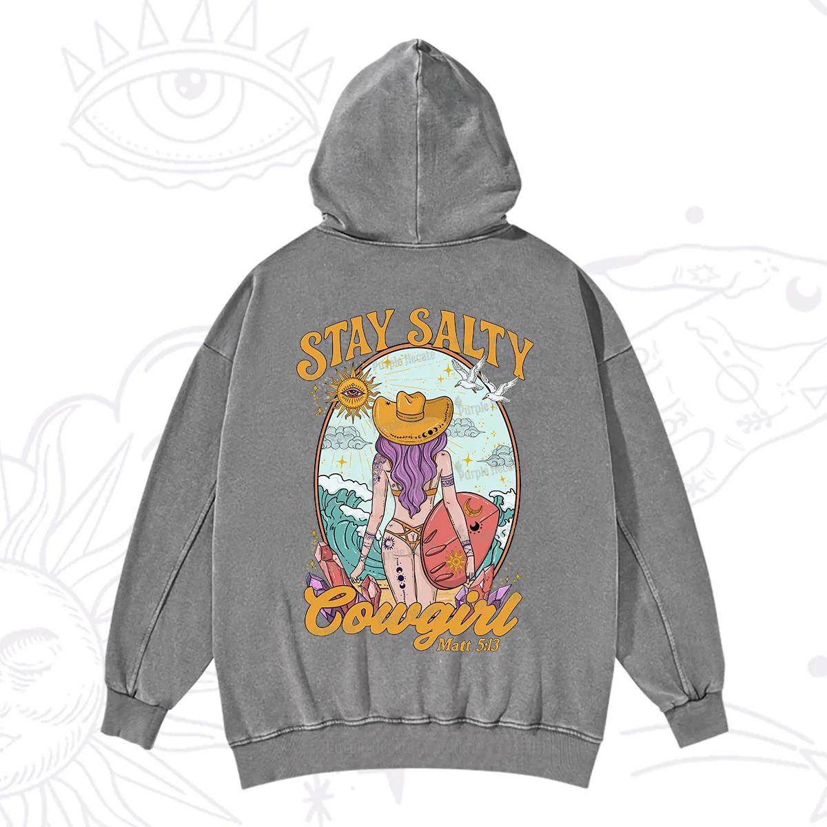 Purplehecate Stay Salty Cowgirl Washed Hoodie