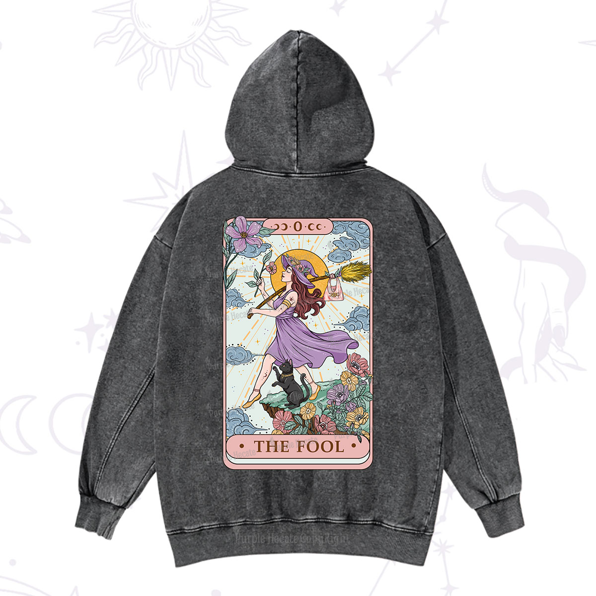 Purplehecate The Witchling Fool Tarot Washed Hoodie