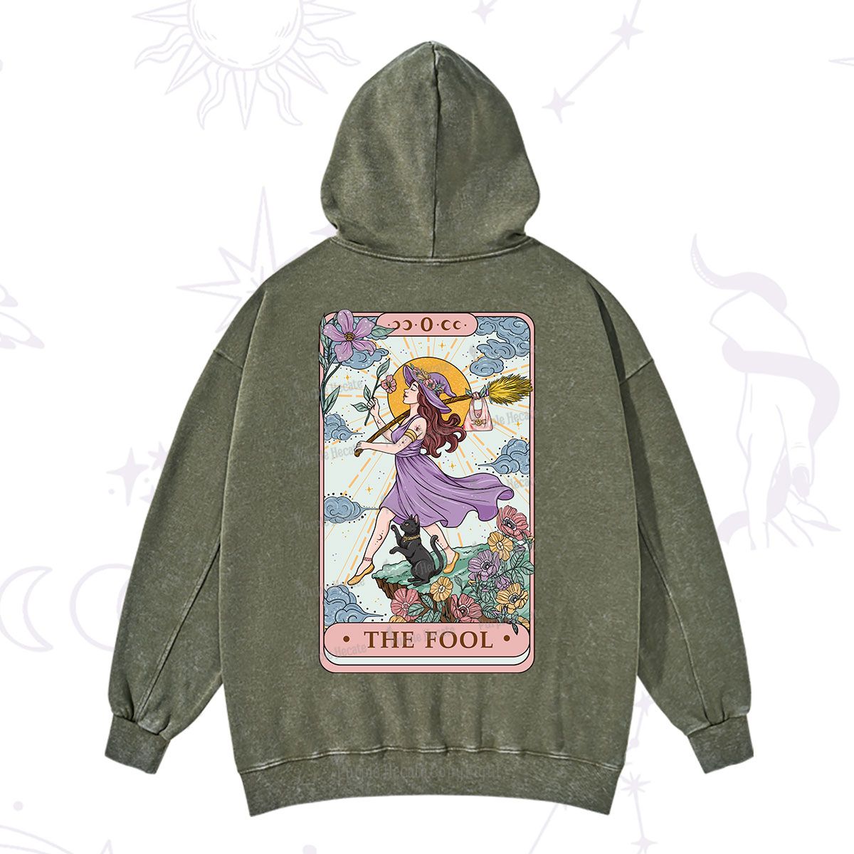 Purplehecate The Witchling Fool Tarot Washed Hoodie