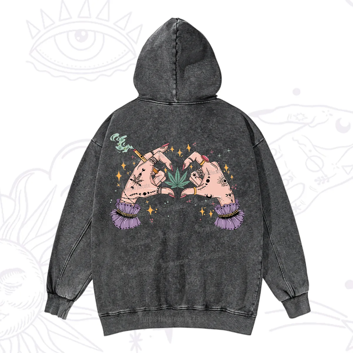 Purplehecate You're Never Alone If You Have Weed Washed Hoodie