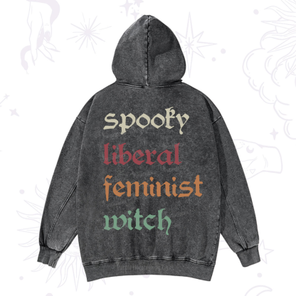 Purplehecate Spooky Liberal Feminist Witch Washed Hoodie