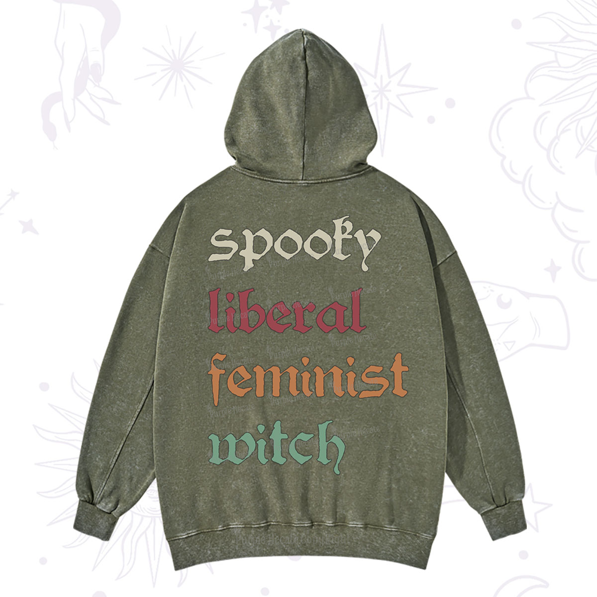 Purplehecate Spooky Liberal Feminist Witch Washed Hoodie