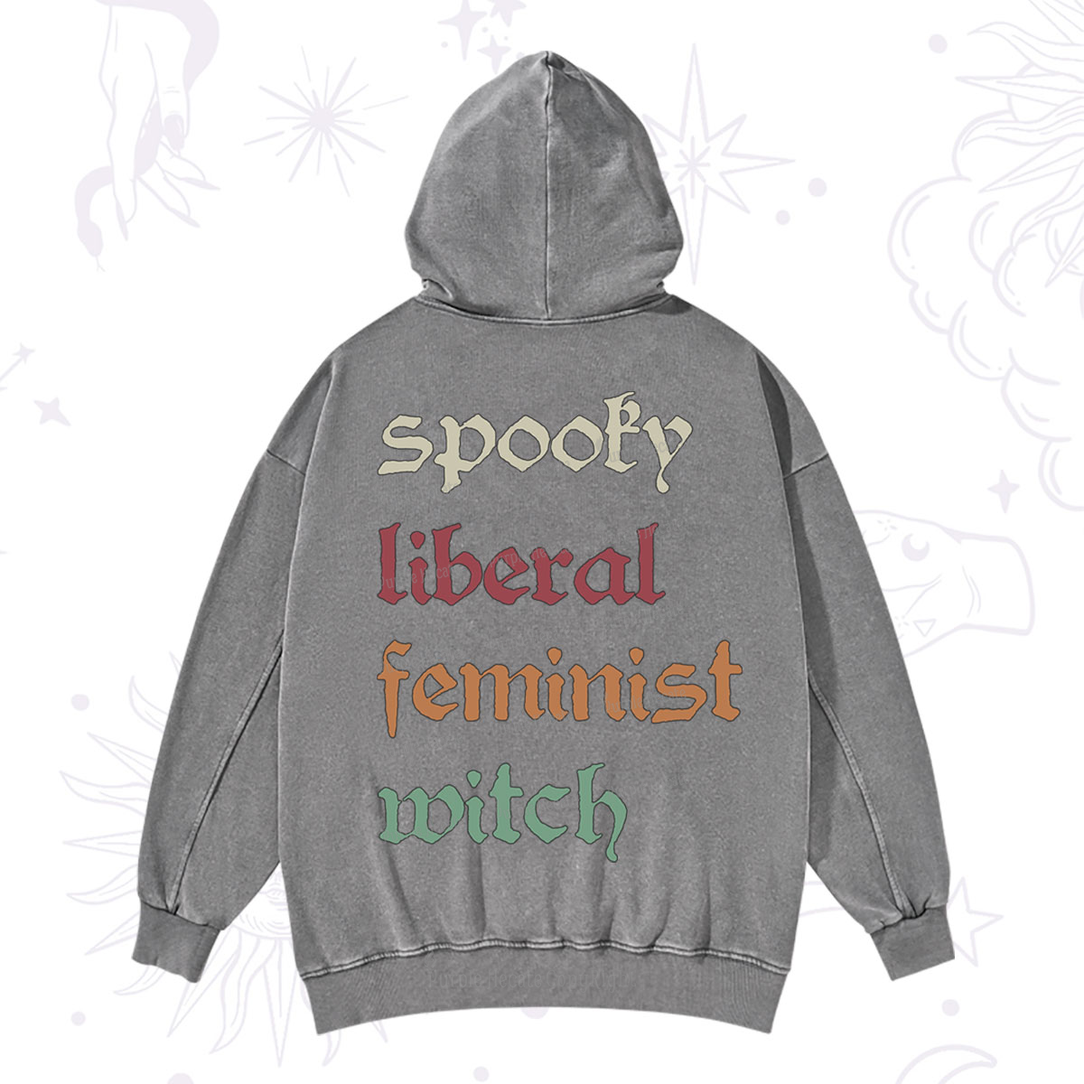 Purplehecate Spooky Liberal Feminist Witch Washed Hoodie