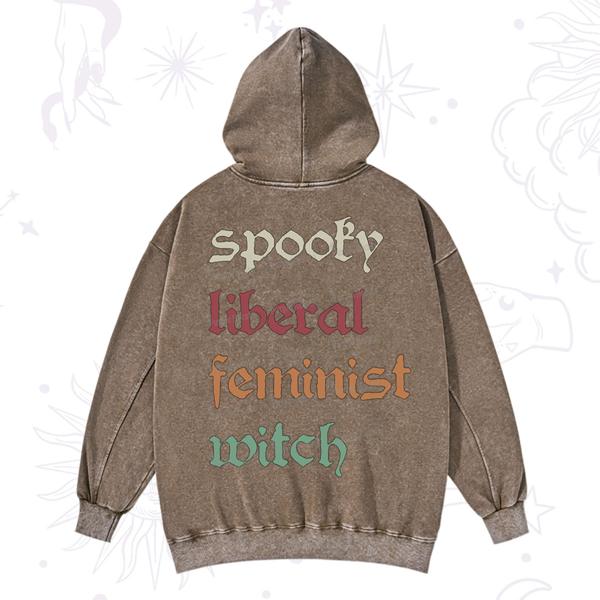 Purplehecate Spooky Liberal Feminist Witch Washed Hoodie