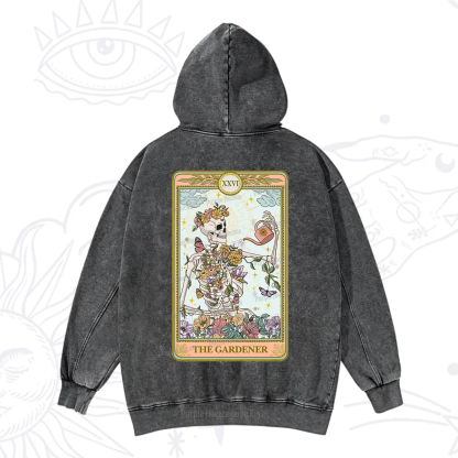 Purplehecate The Skeleton Gardener Tarot Washed Hoodie