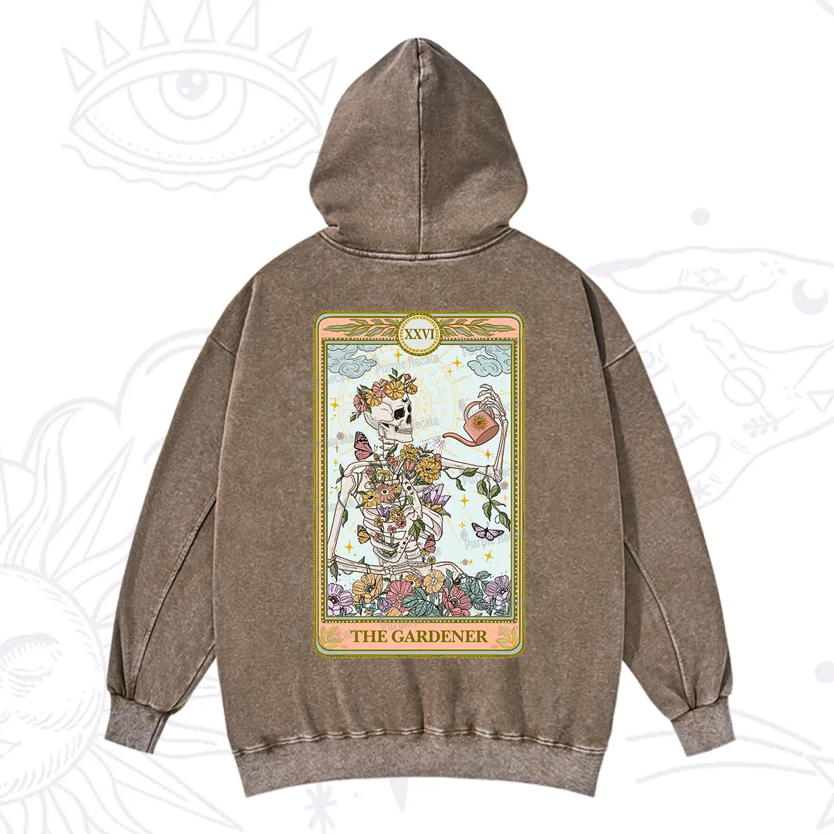Purplehecate The Skeleton Gardener Tarot Washed Hoodie