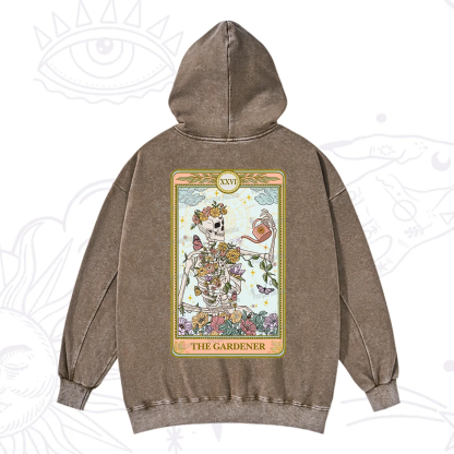 Purplehecate The Skeleton Gardener Tarot Washed Hoodie