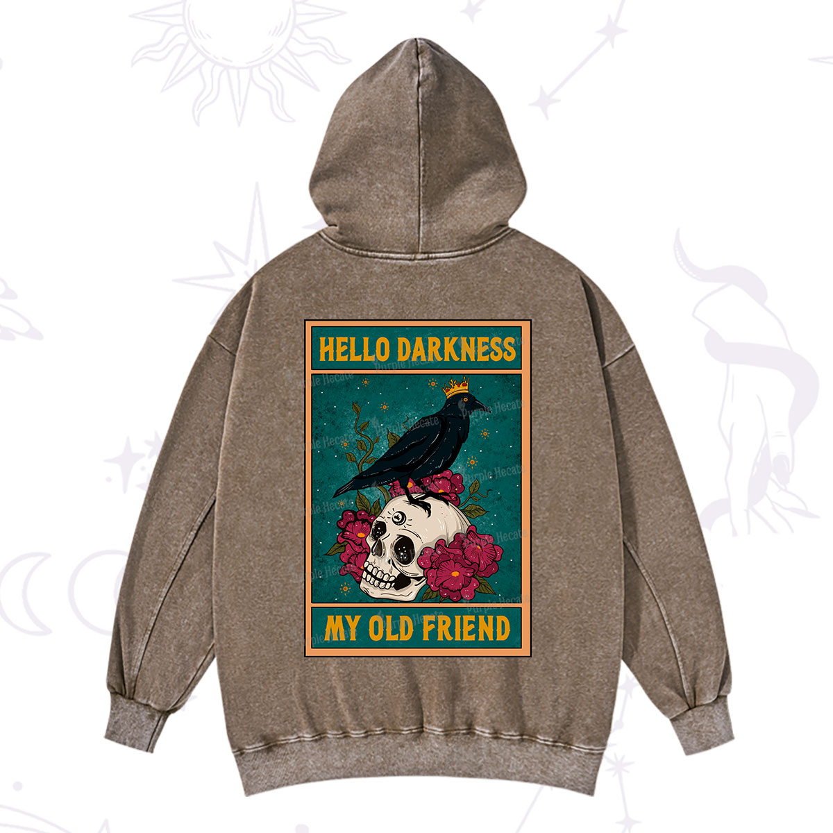 Purplehecate The Hello Darkness My Old Friend Oracle Card Washed Hoodie