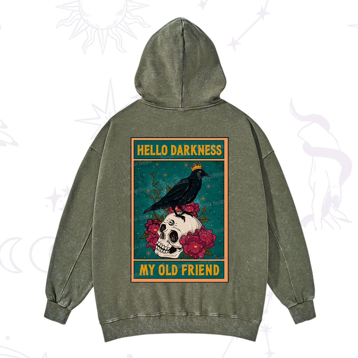 Purplehecate The Hello Darkness My Old Friend Oracle Card Washed Hoodie