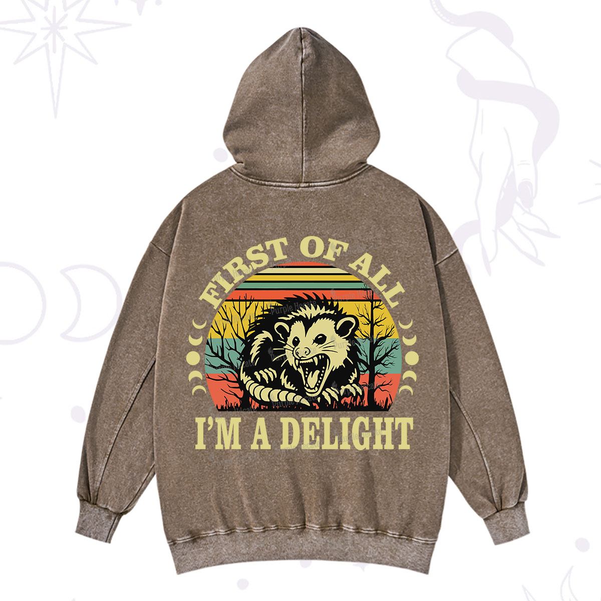 Purplehecate First Of All I'm A Delightful Opossum Washed Hoodie