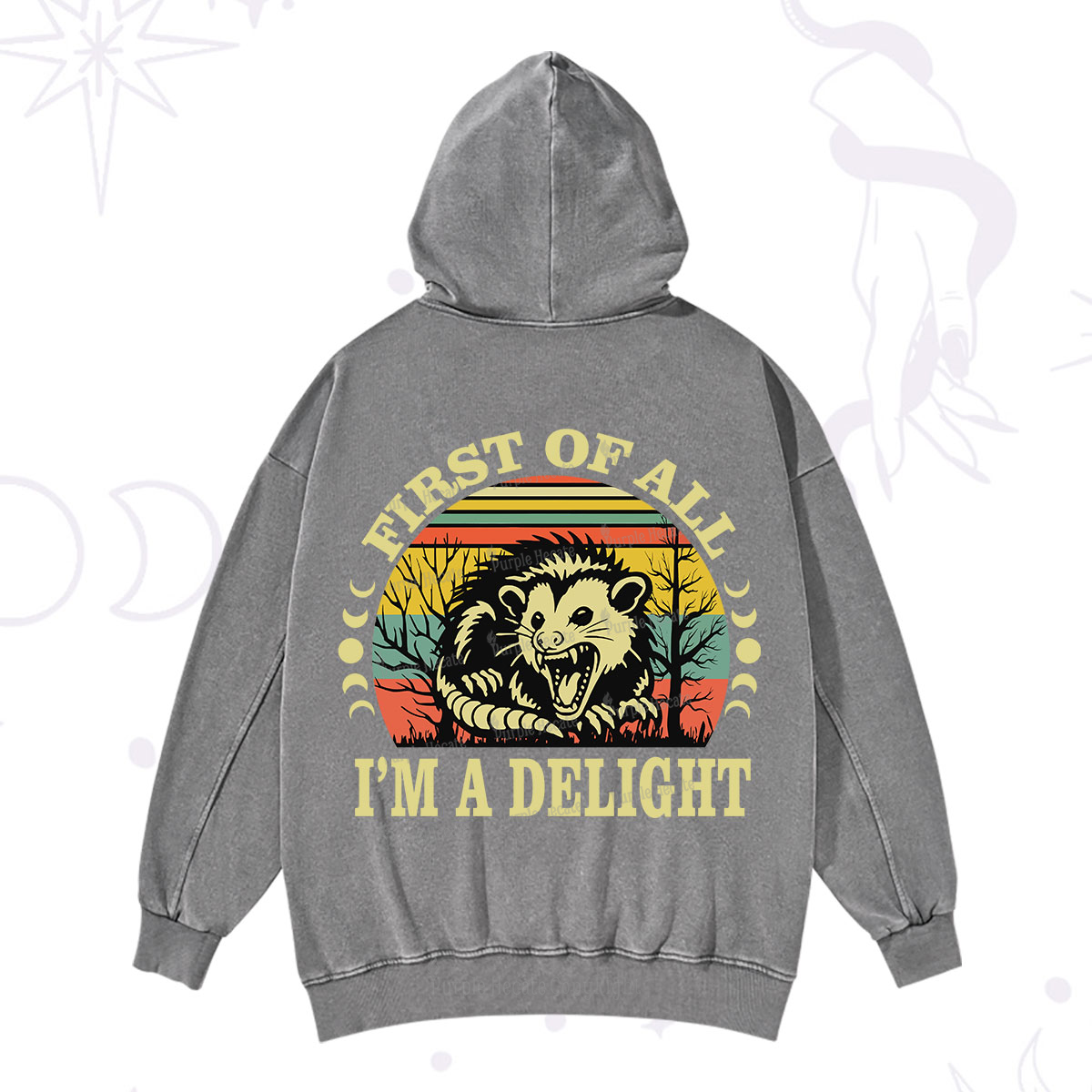 Purplehecate First Of All I'm A Delightful Opossum Washed Hoodie