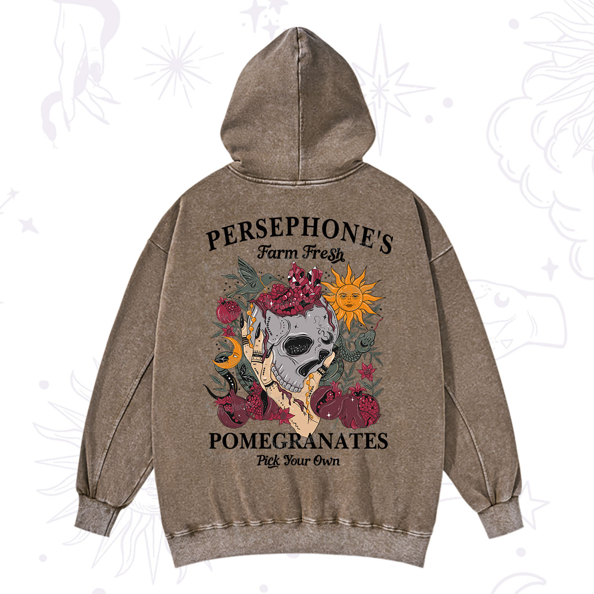 Purplehecate Persephone's Farm Fresh Pomegranates Pick Your Own Washed Hoodie