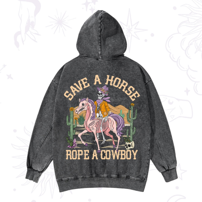 Purplehecate Save A Horse Rope A Cowboy Washed Hoodie