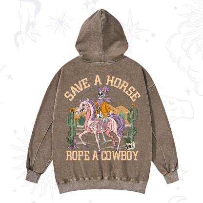 Purplehecate Save A Horse Rope A Cowboy Washed Hoodie