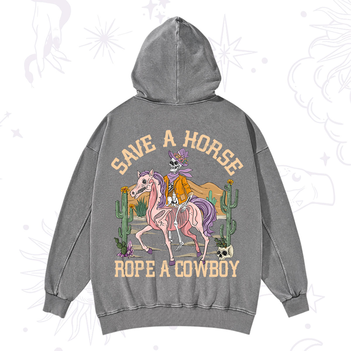 Purplehecate Save A Horse Rope A Cowboy Washed Hoodie