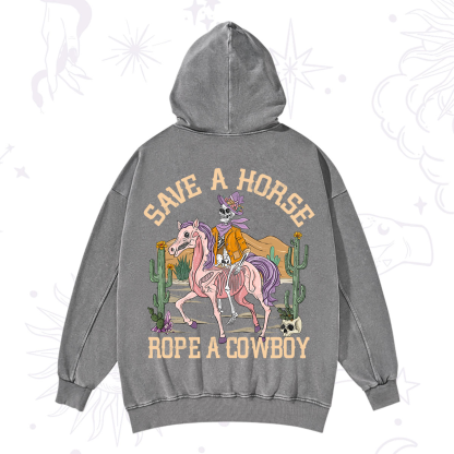 Purplehecate Save A Horse Rope A Cowboy Washed Hoodie