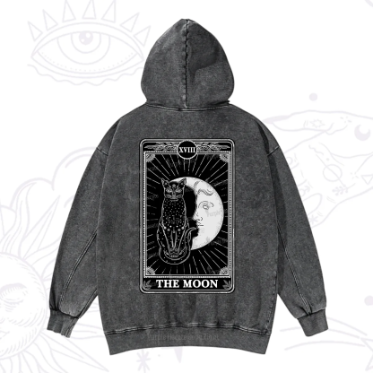 Purplehecate The Moon Tarot Card Washed Hoodie