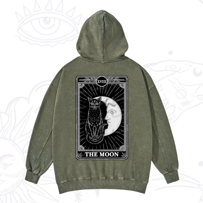 Purplehecate The Moon Tarot Card Washed Hoodie