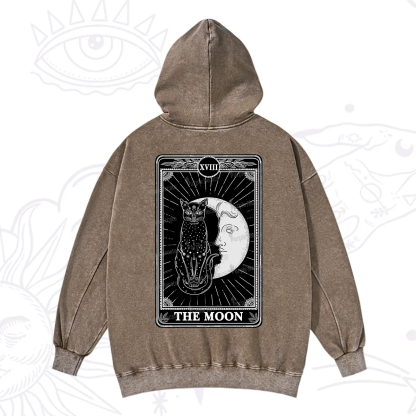 Purplehecate The Moon Tarot Card Washed Hoodie