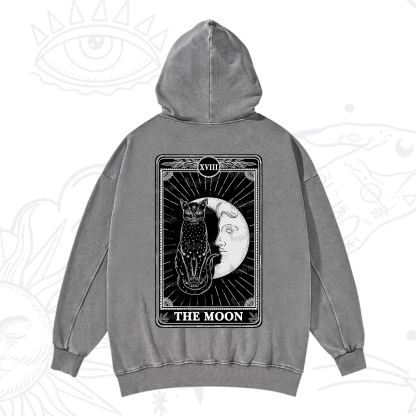 Purplehecate The Moon Tarot Card Washed Hoodie
