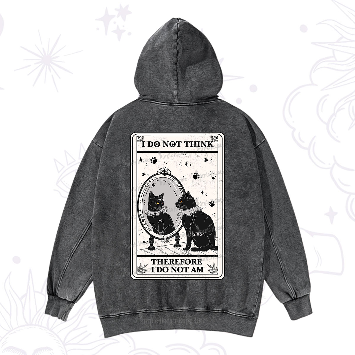 Purplehecate The I Do Not Think Therefore I Do Not Am Oracle Card Washed Hoodie
