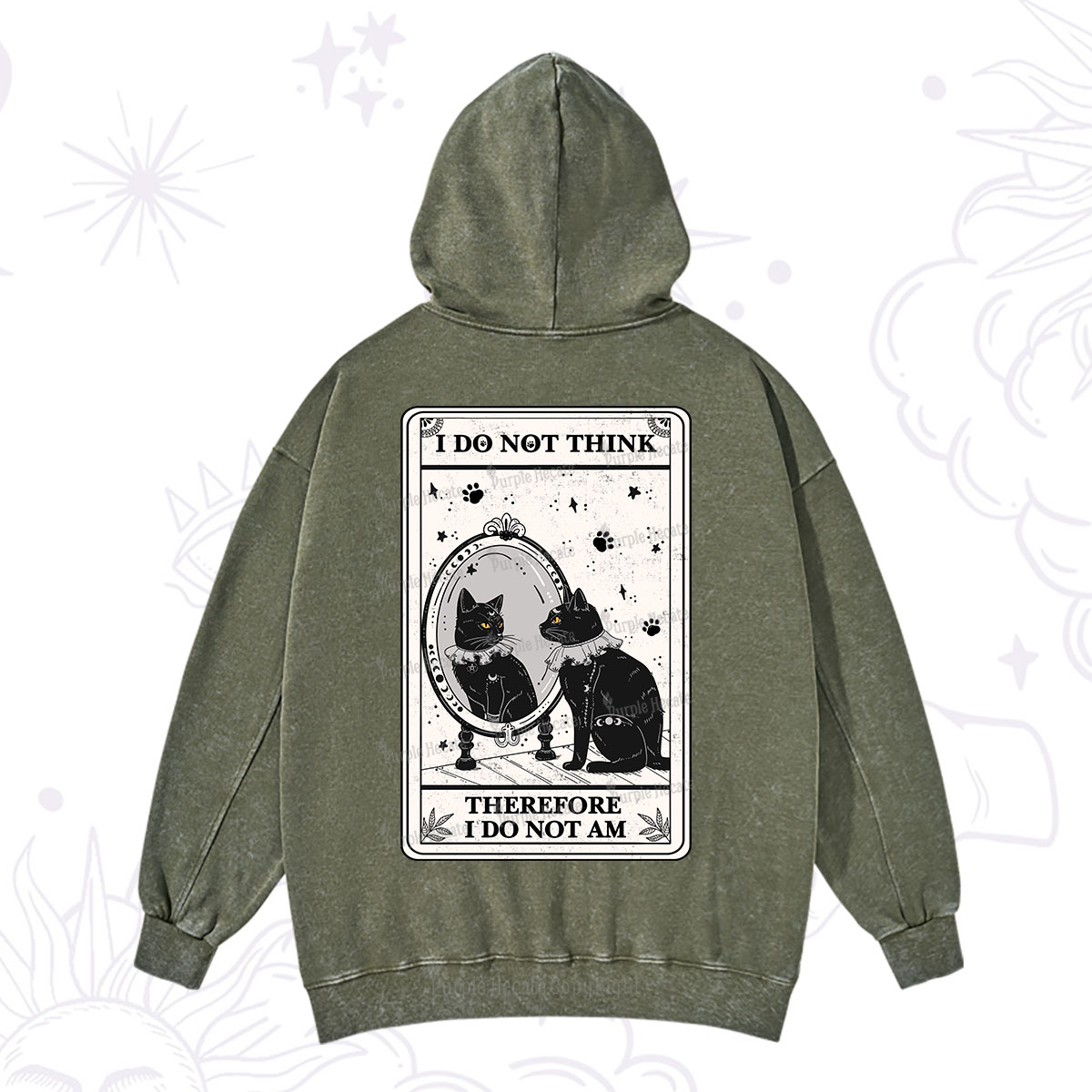 Purplehecate The I Do Not Think Therefore I Do Not Am Oracle Card Washed Hoodie