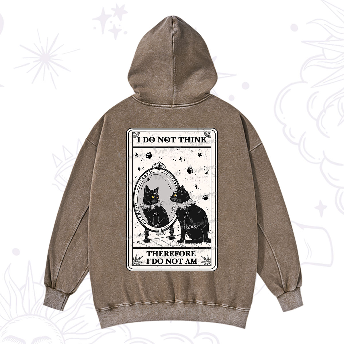 Purplehecate The I Do Not Think Therefore I Do Not Am Oracle Card Washed Hoodie