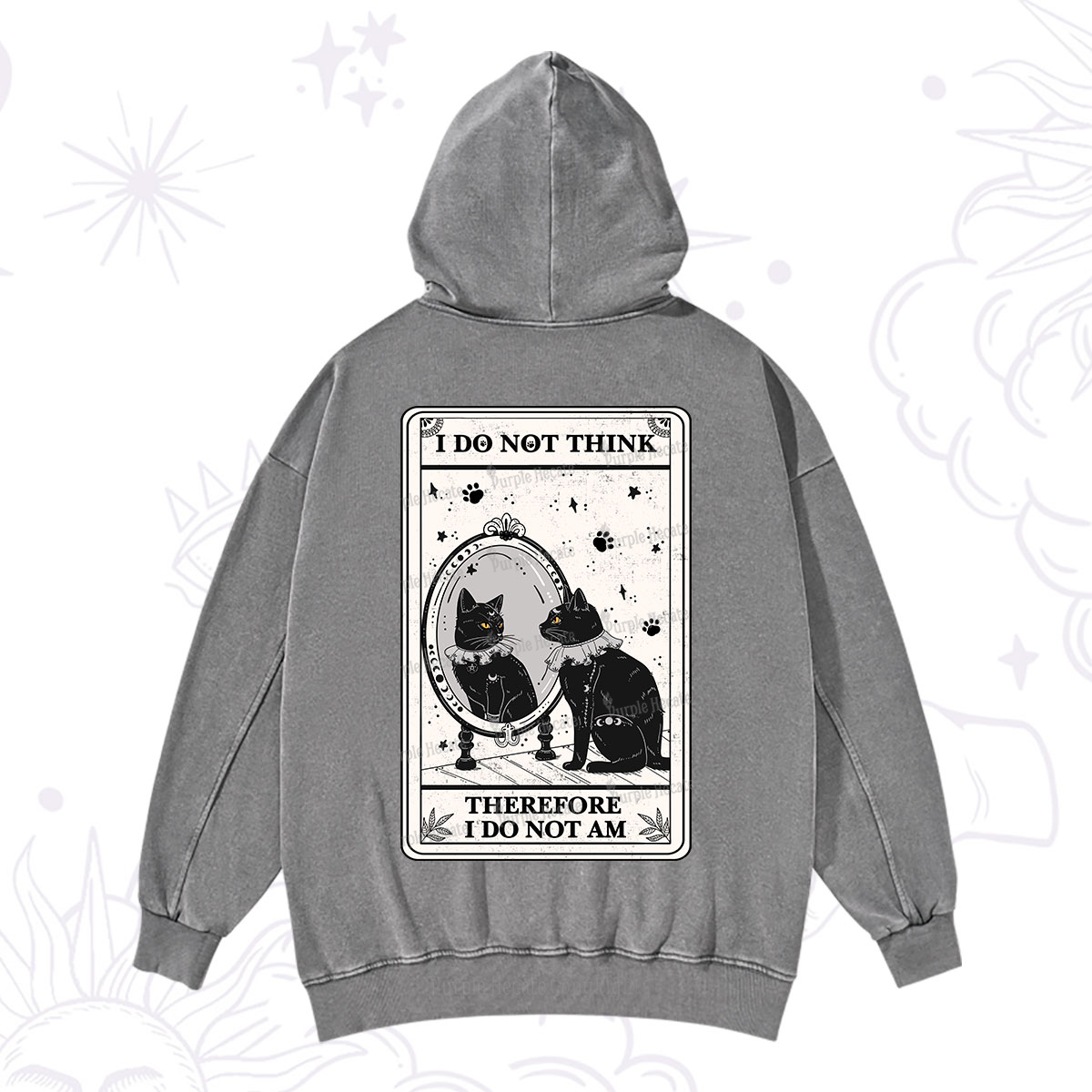 Purplehecate The I Do Not Think Therefore I Do Not Am Oracle Card Washed Hoodie