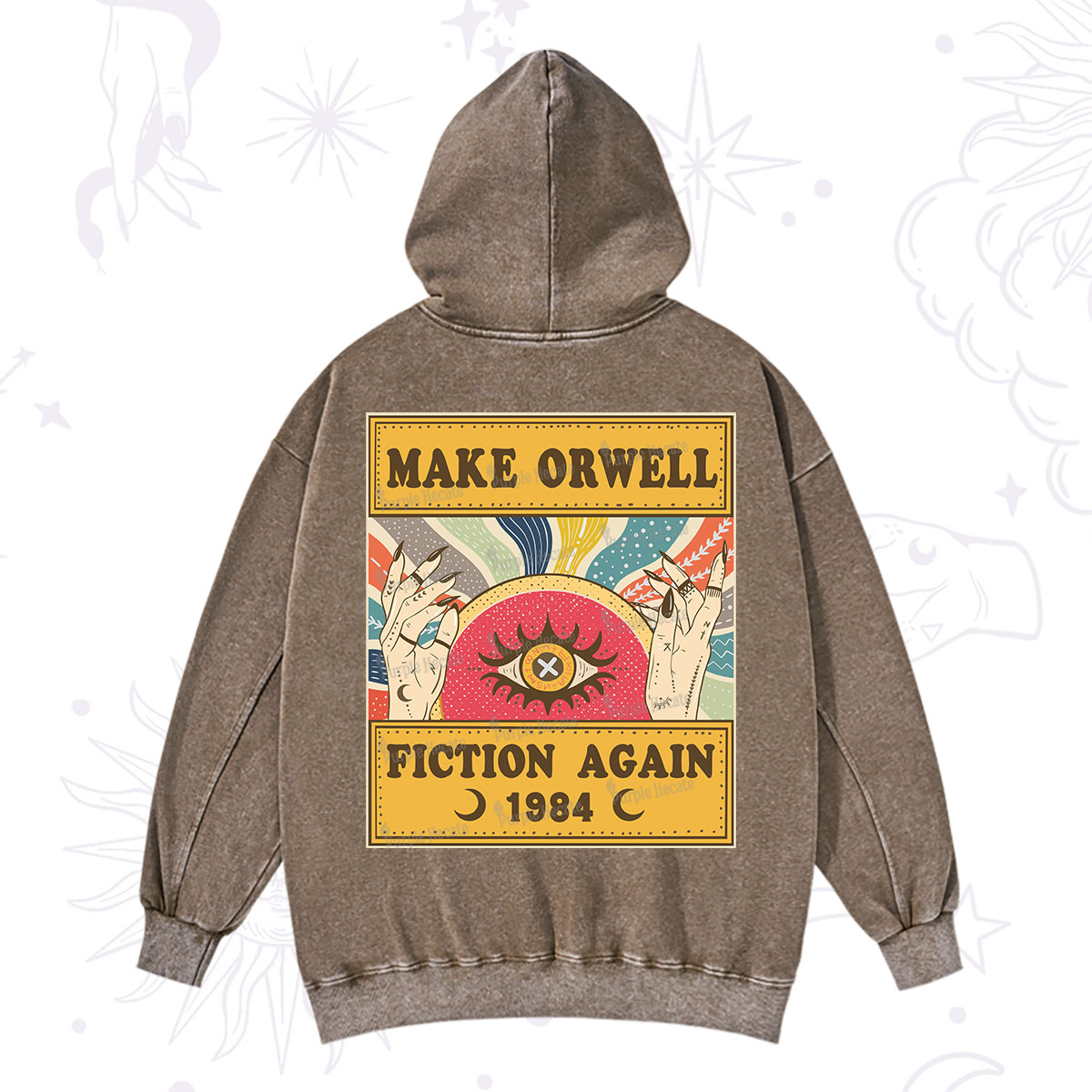 Purplehecate Make 1984 Fiction Again Washed Hoodie