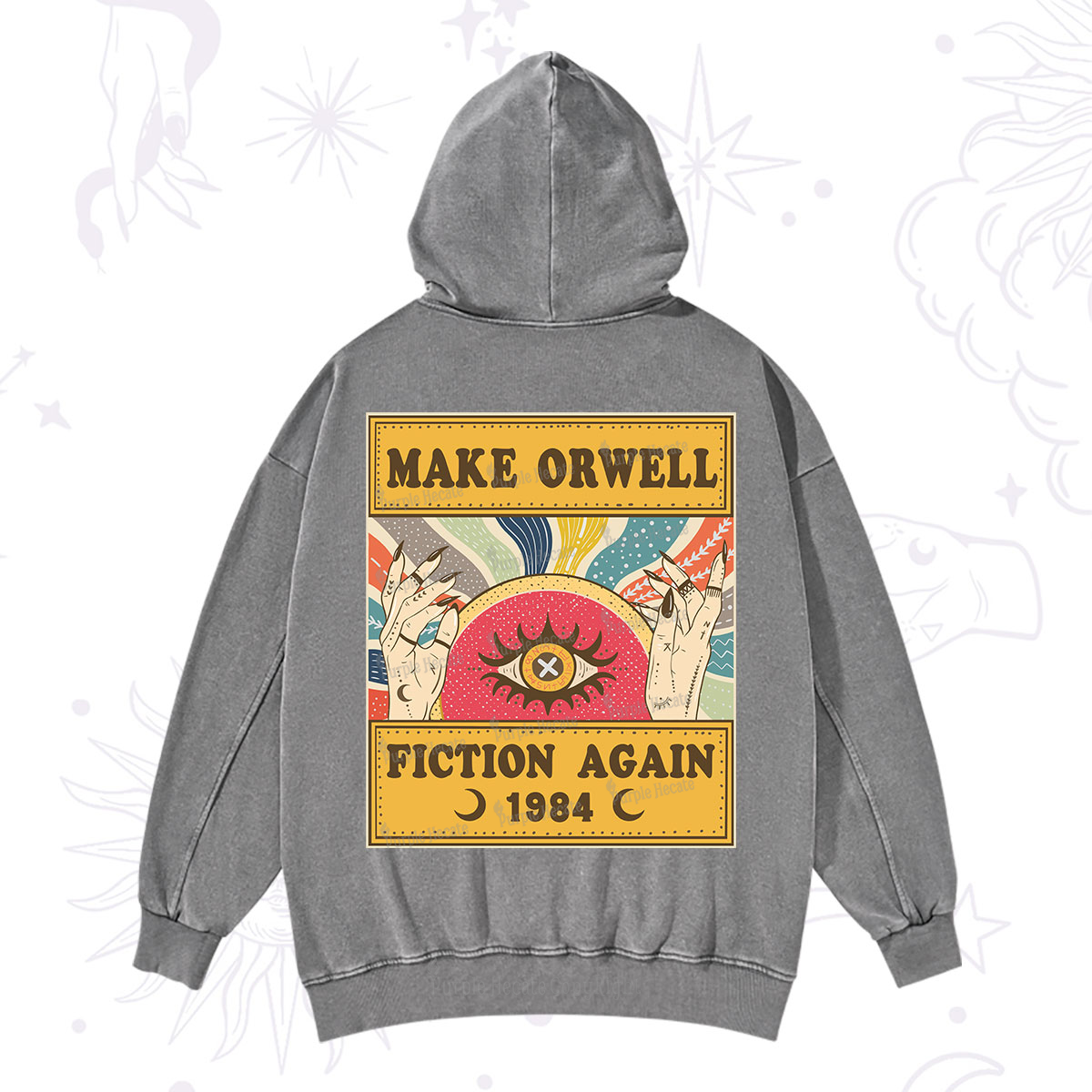 Purplehecate Make 1984 Fiction Again Washed Hoodie