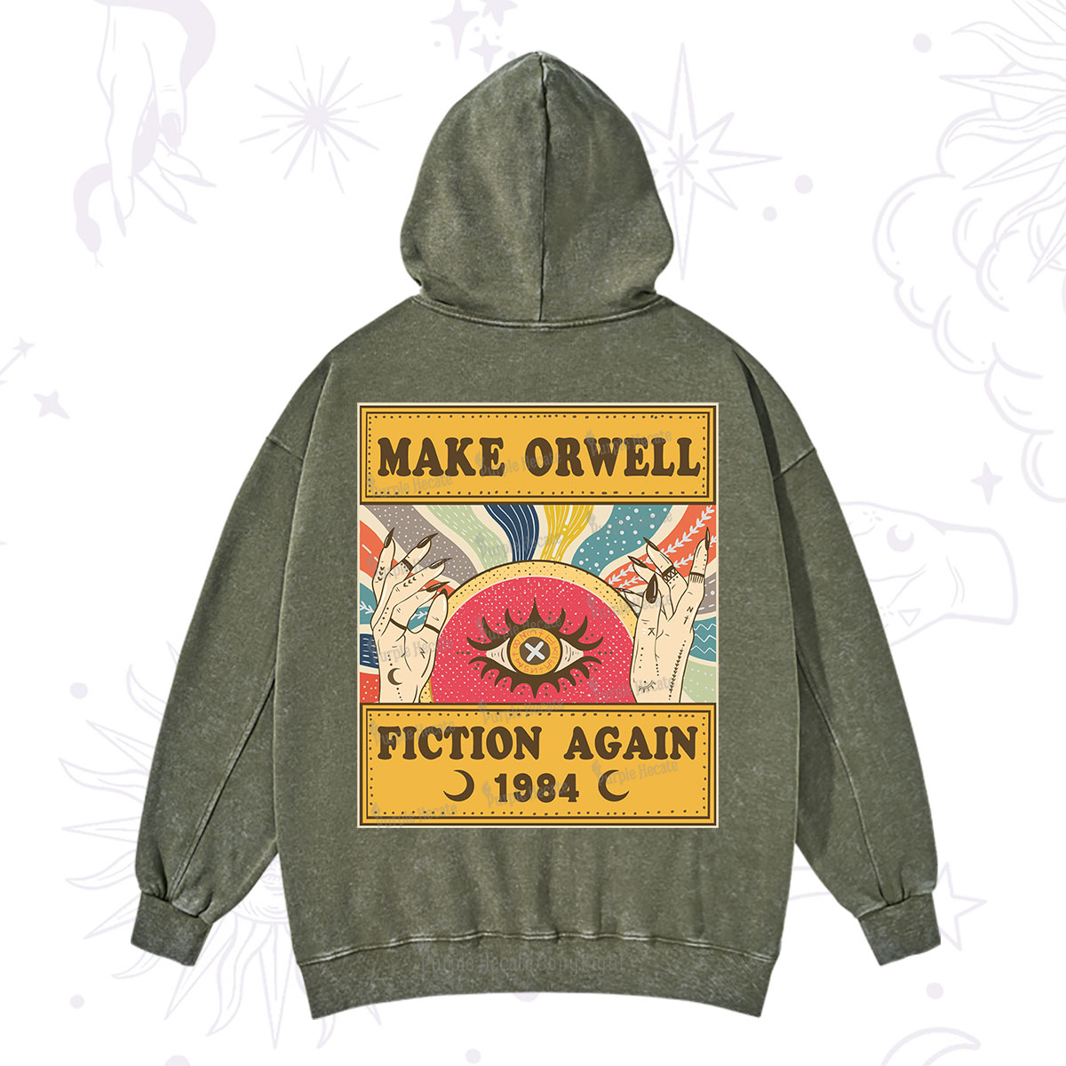 Purplehecate Make 1984 Fiction Again Washed Hoodie