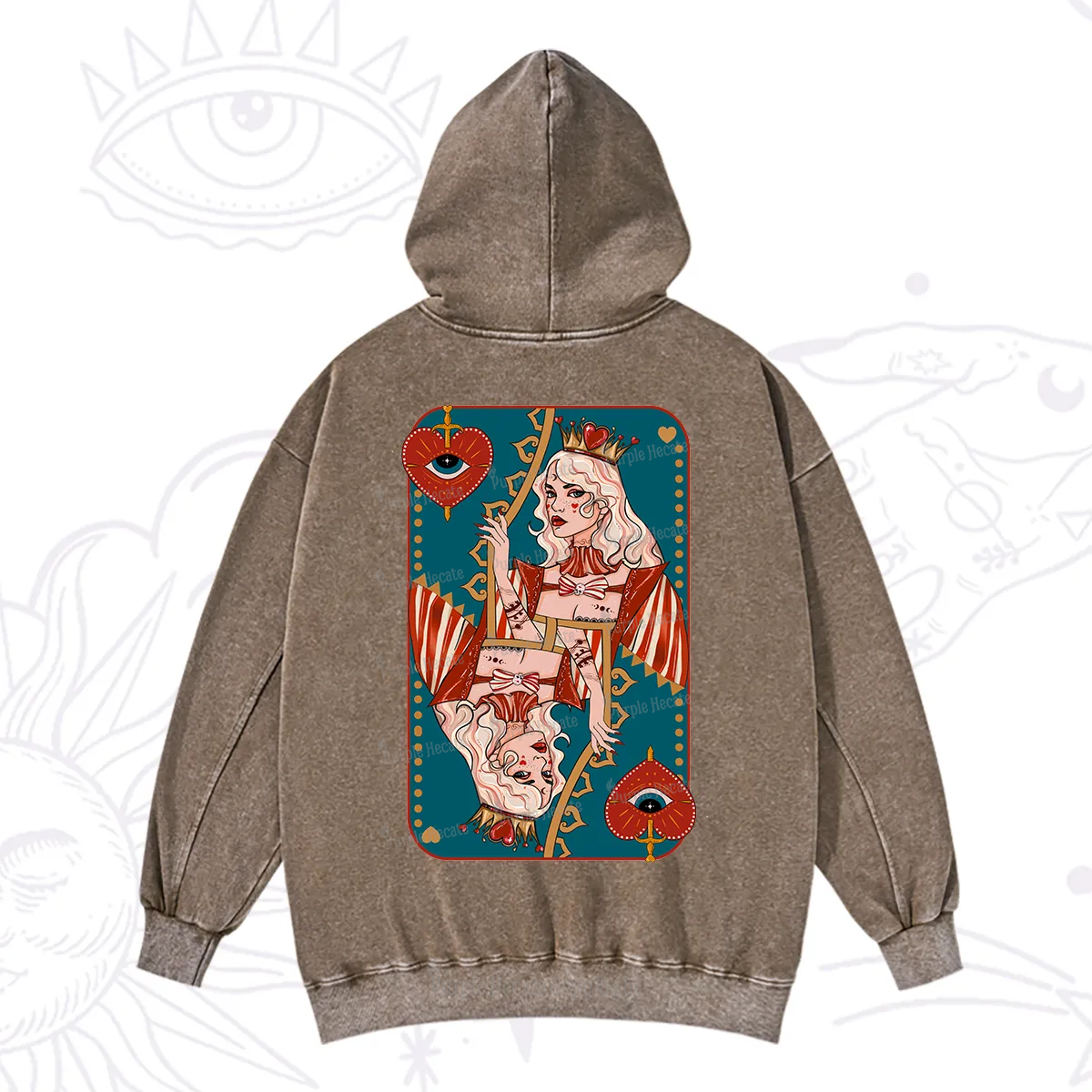 Purplehecate Mystic Queen of Hearts Washed Hoodie