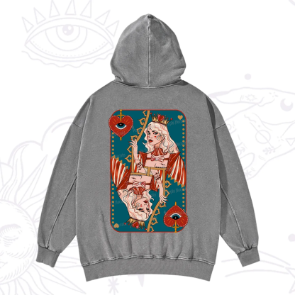 Purplehecate Mystic Queen of Hearts Washed Hoodie