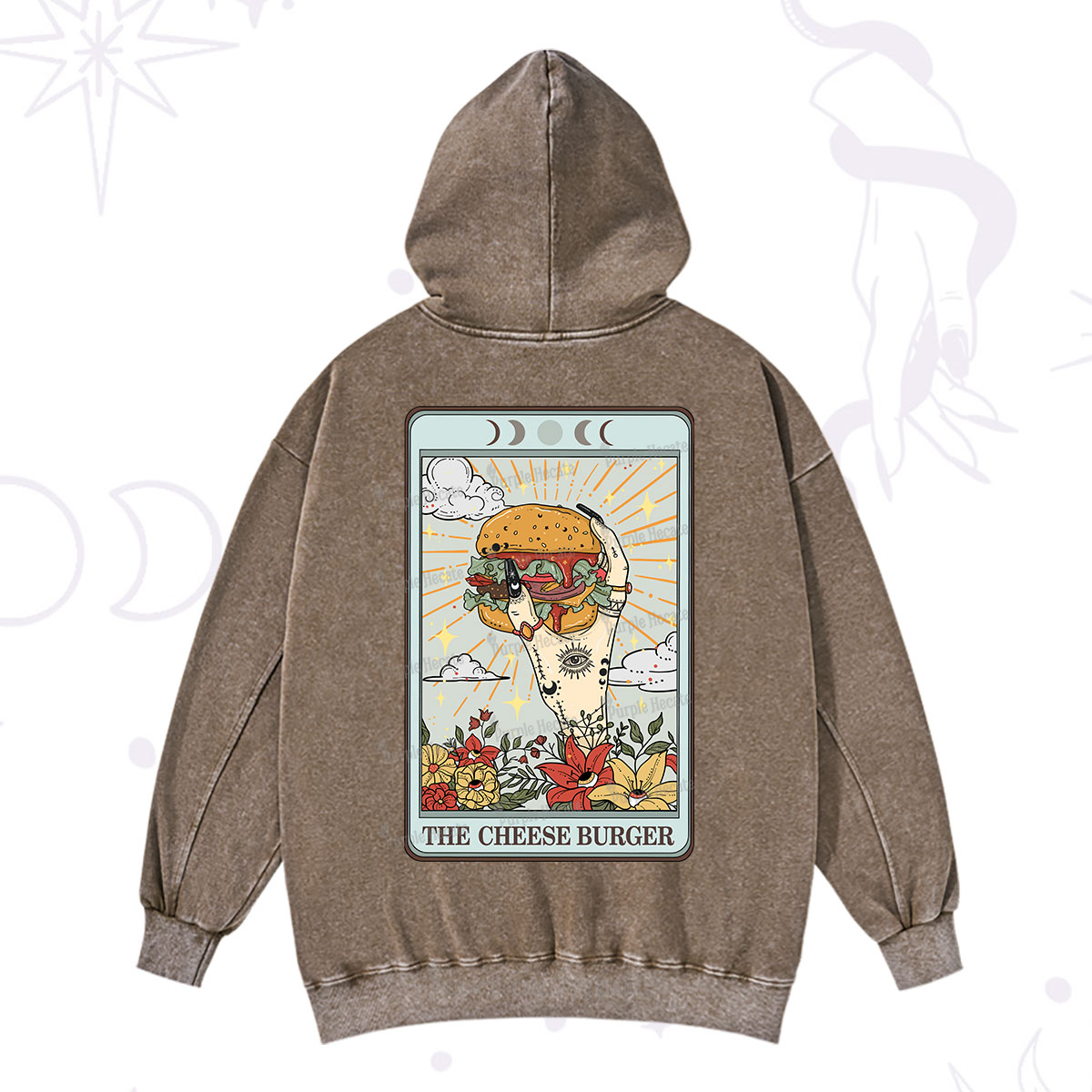Purplehecate The Cheese Burger Tarot Washed Hoodie