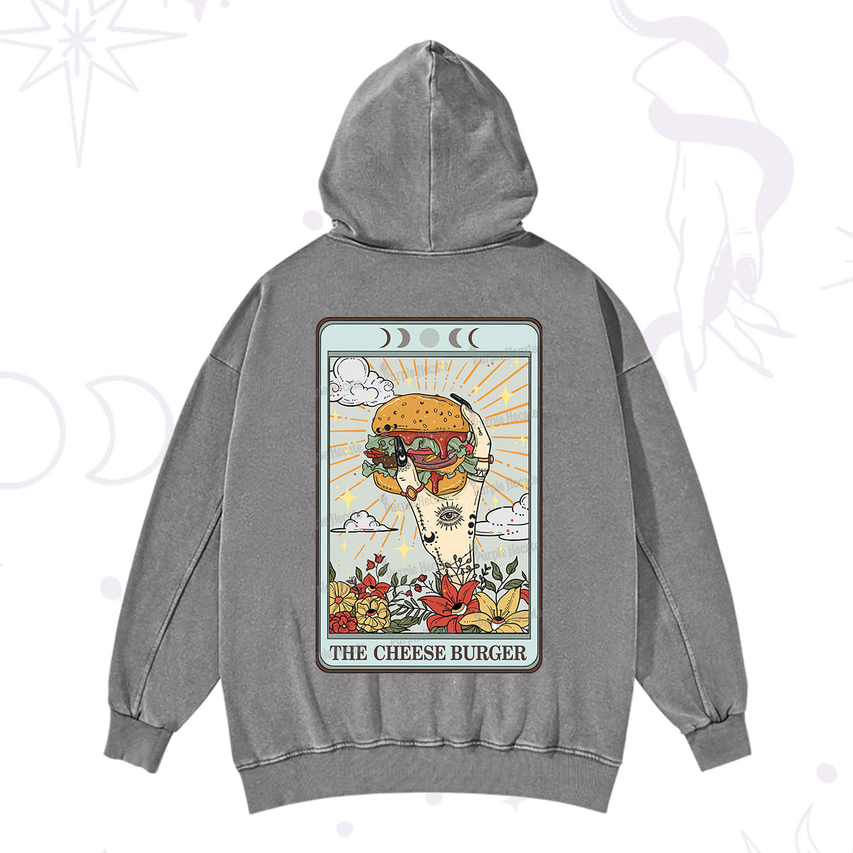 Purplehecate The Cheese Burger Tarot Washed Hoodie