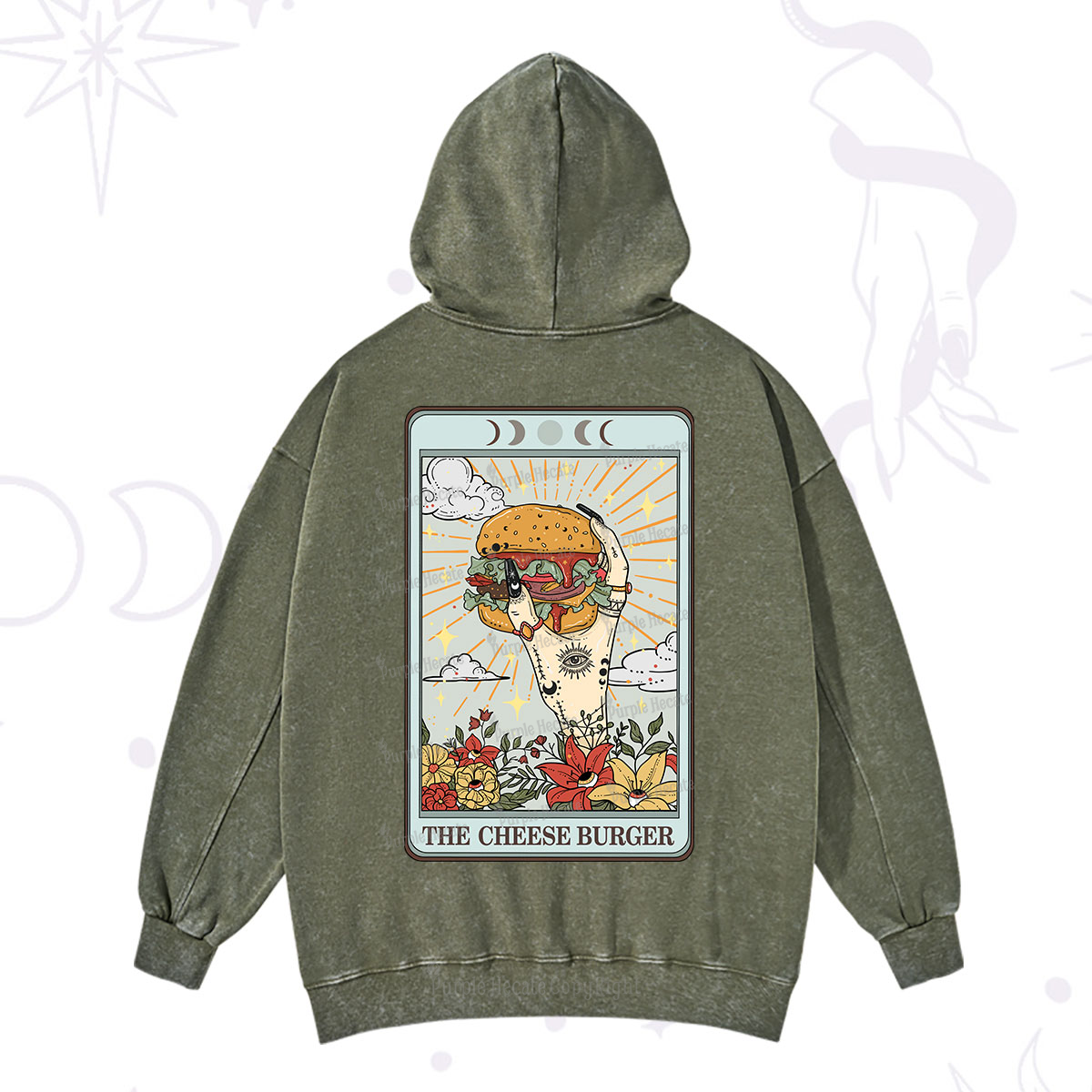 Purplehecate The Cheese Burger Tarot Washed Hoodie