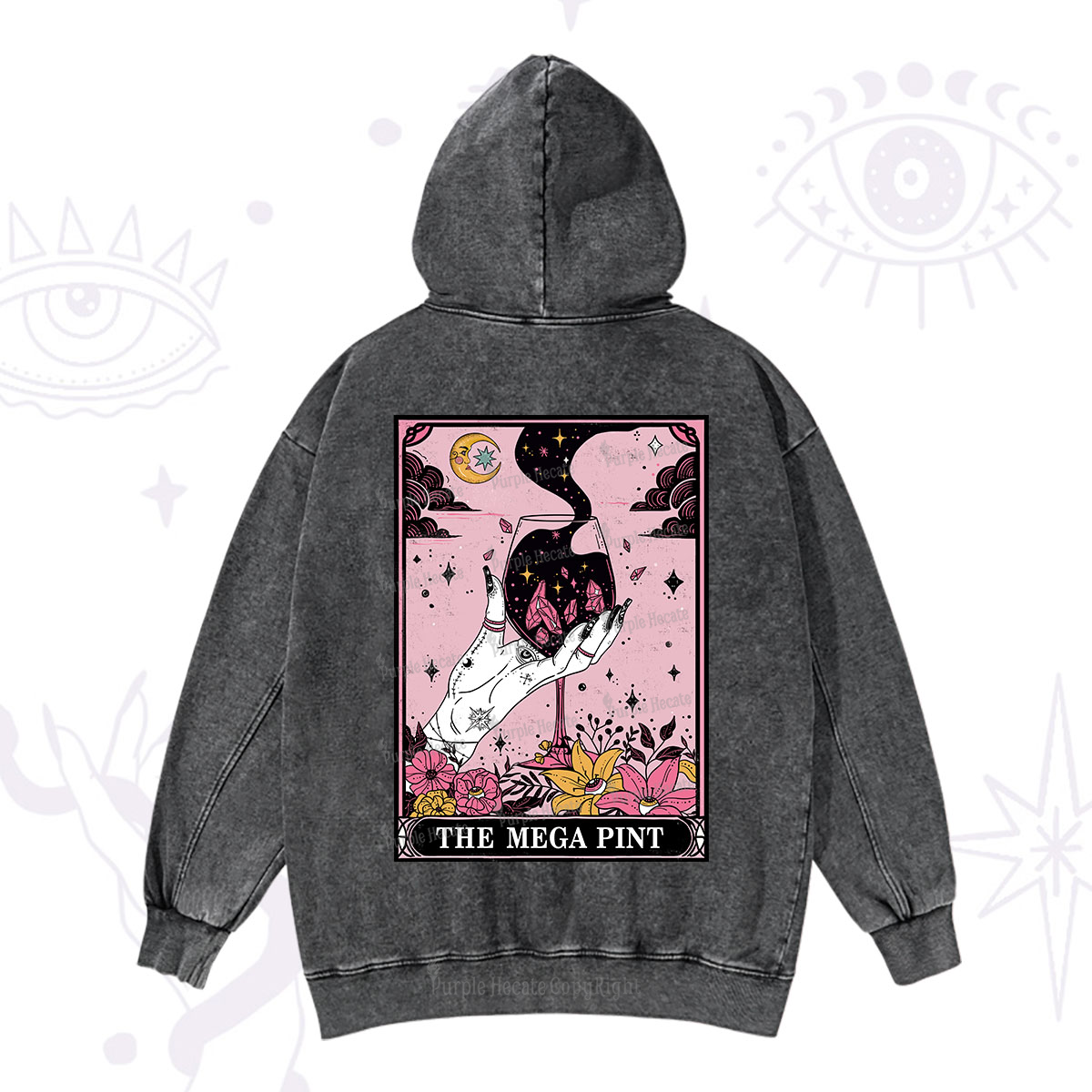 Purplehecate The Mega Pint Tarot Card Washed Hoodie
