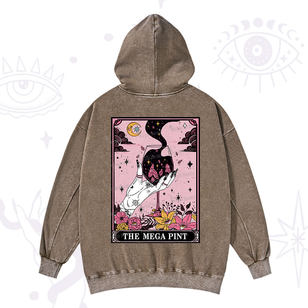Purplehecate The Mega Pint Tarot Card Washed Hoodie