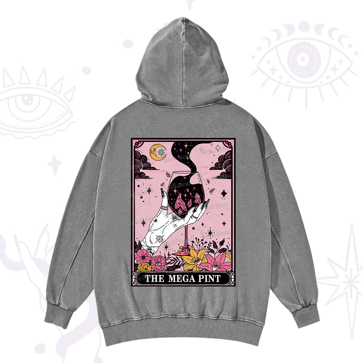 Purplehecate The Mega Pint Tarot Card Washed Hoodie
