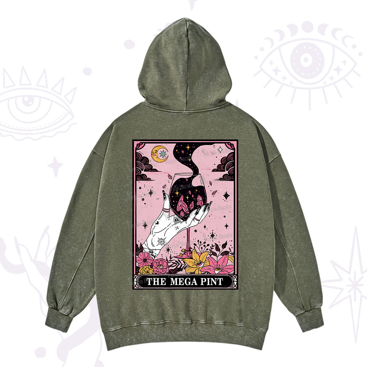 Purplehecate The Mega Pint Tarot Card Washed Hoodie