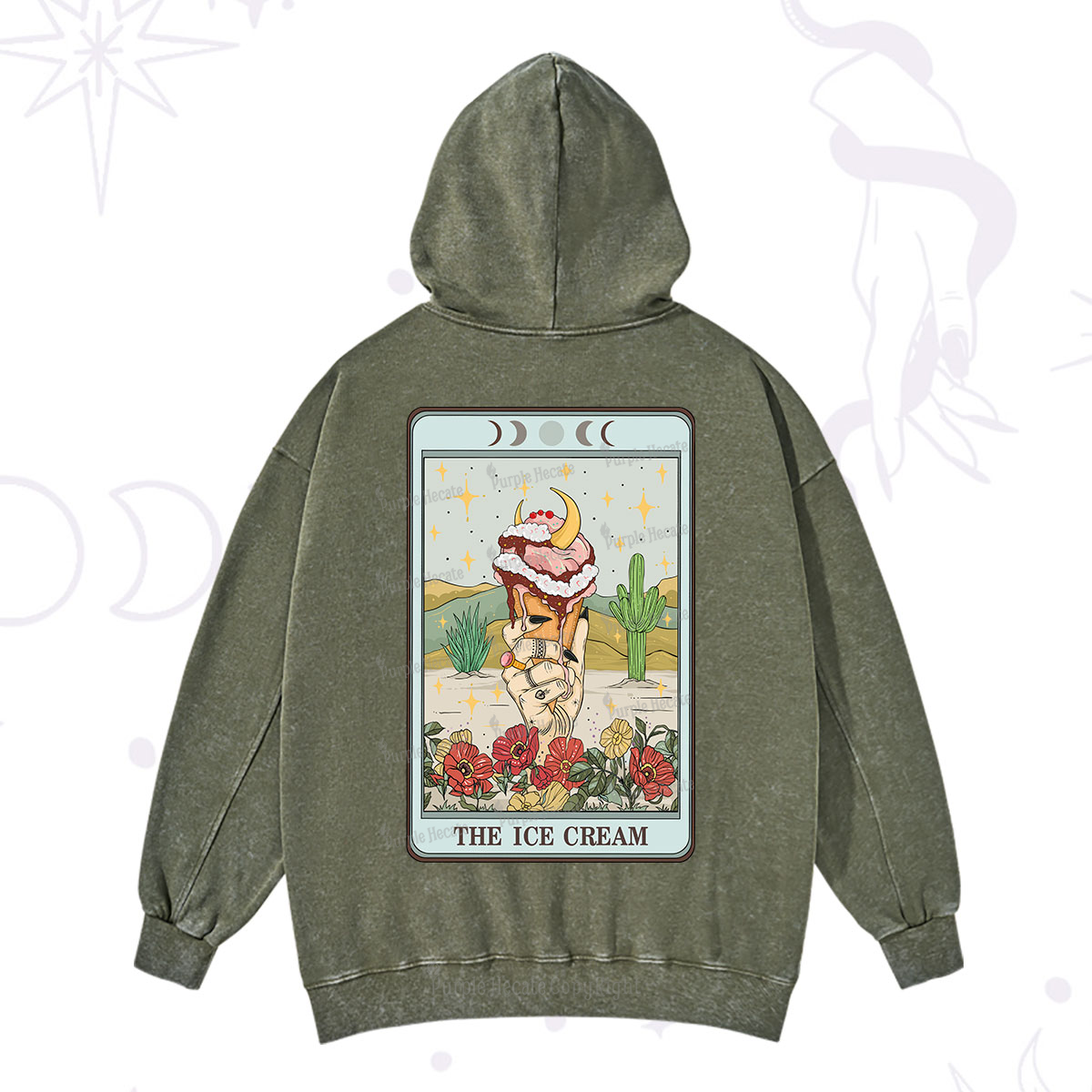 Purplehecate The Ice Cream Tarot Washed Hoodie
