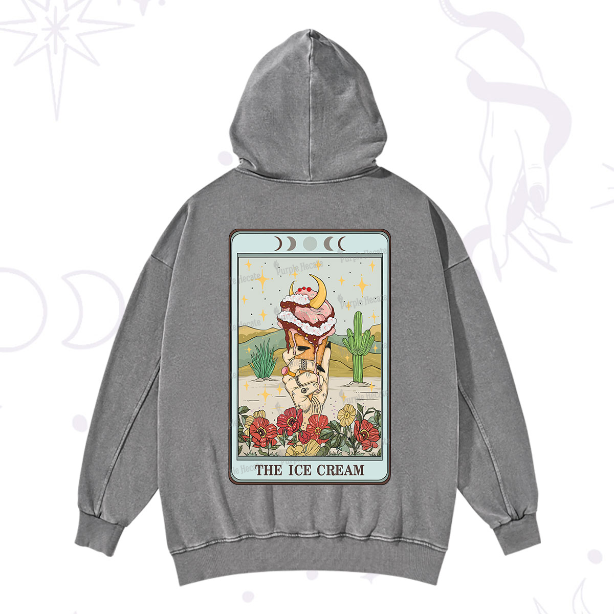 Purplehecate The Ice Cream Tarot Washed Hoodie