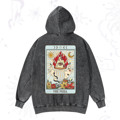 Purplehecate The Pizze Food Tarot Card Washed Hoodie