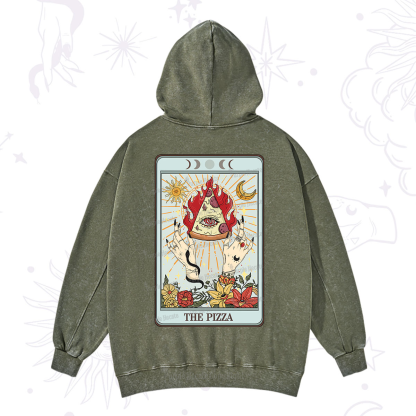Purplehecate The Pizze Food Tarot Card Washed Hoodie