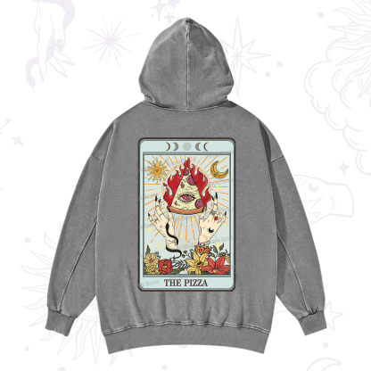 Purplehecate The Pizze Food Tarot Card Washed Hoodie