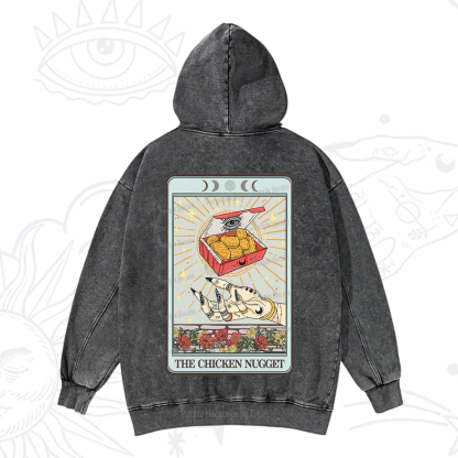 Purplehecate The Chicken Nugget Tarot Card Washed Hoodie