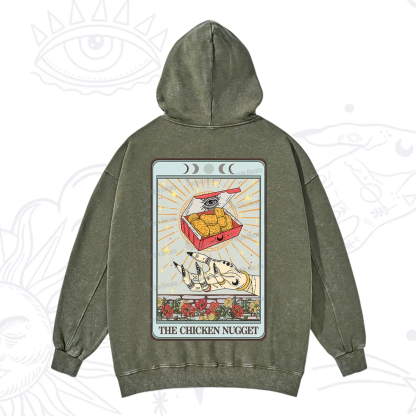 Purplehecate The Chicken Nugget Tarot Card Washed Hoodie