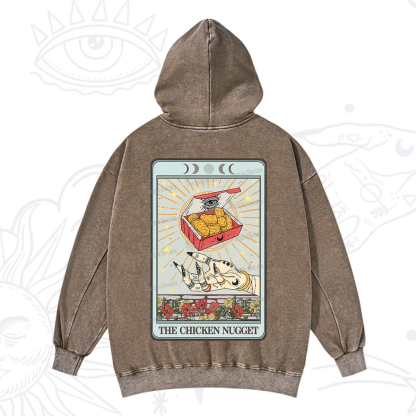Purplehecate The Chicken Nugget Tarot Card Washed Hoodie